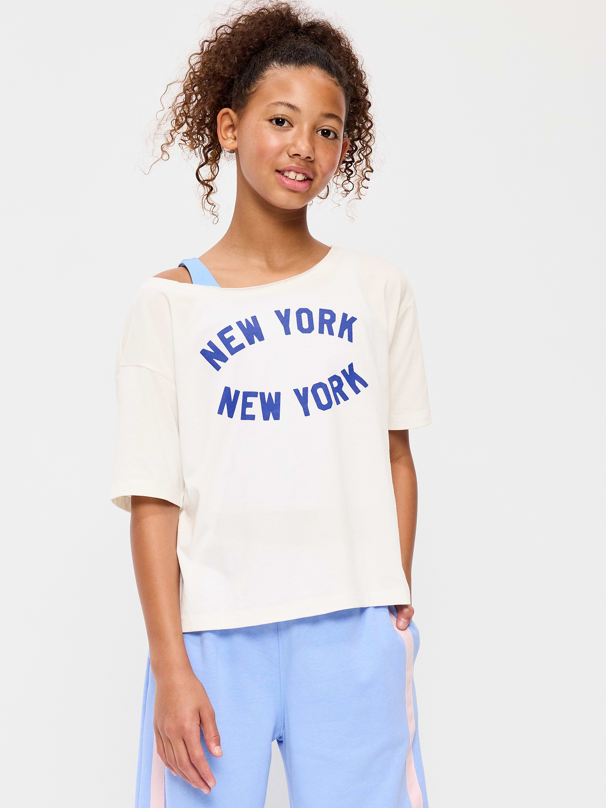 Off-Shoulder Graphic T-Shirt for Girls