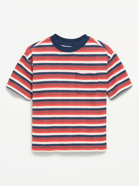 Oversized Short-Sleeve Waffle-Knit T-Shirt for Toddler Boys