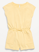 Image number 3 showing, Short-Sleeve French Terry Utility Romper for Girls