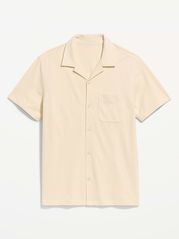 Short-Sleeve Textured Camp Shirt