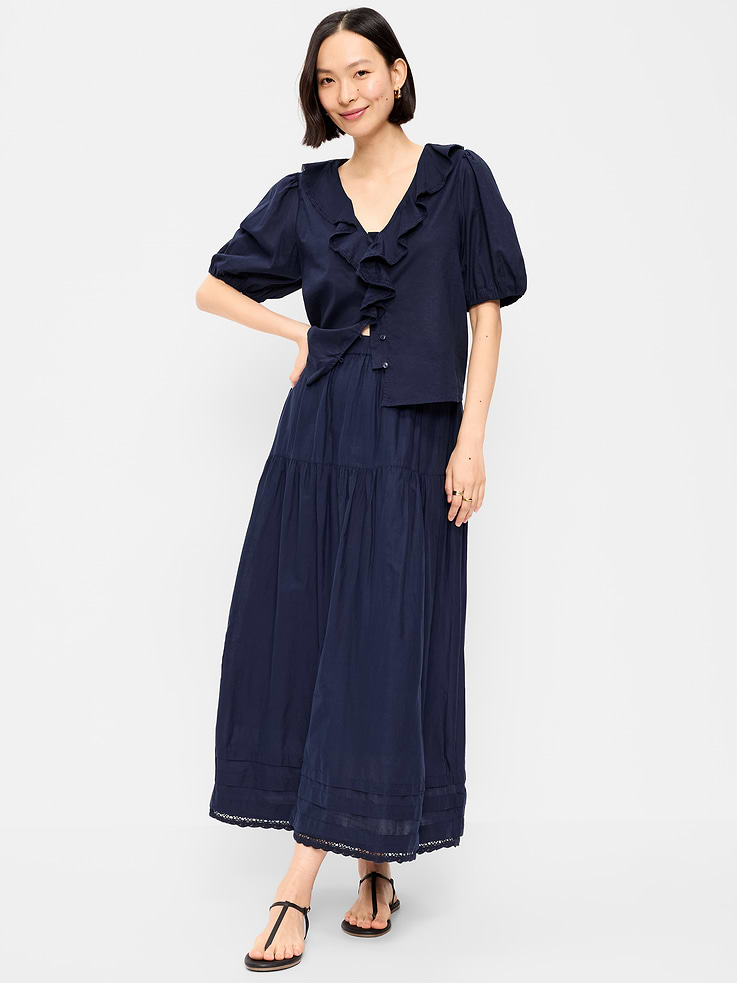 Image number 1 showing, Lace-Trim Maxi Skirt