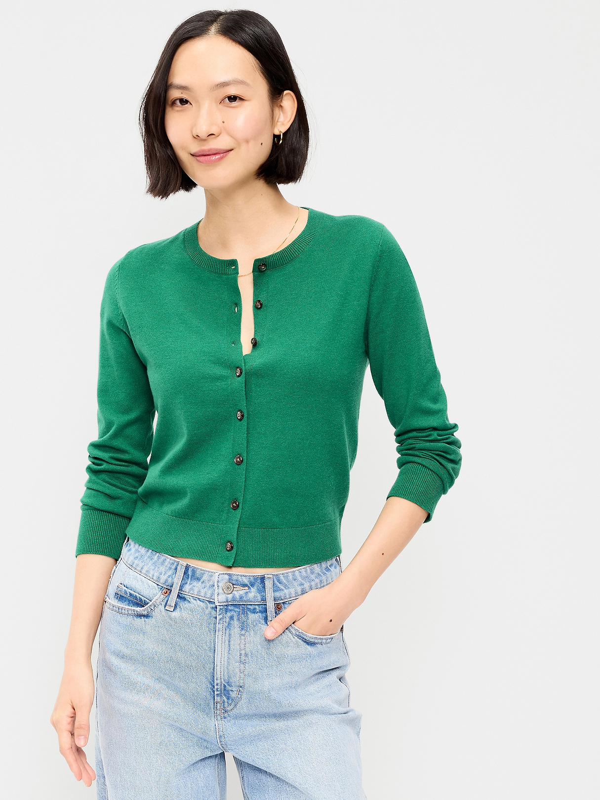 SoSoft Lite Cropped Crew-Neck Cardigan | Old Navy