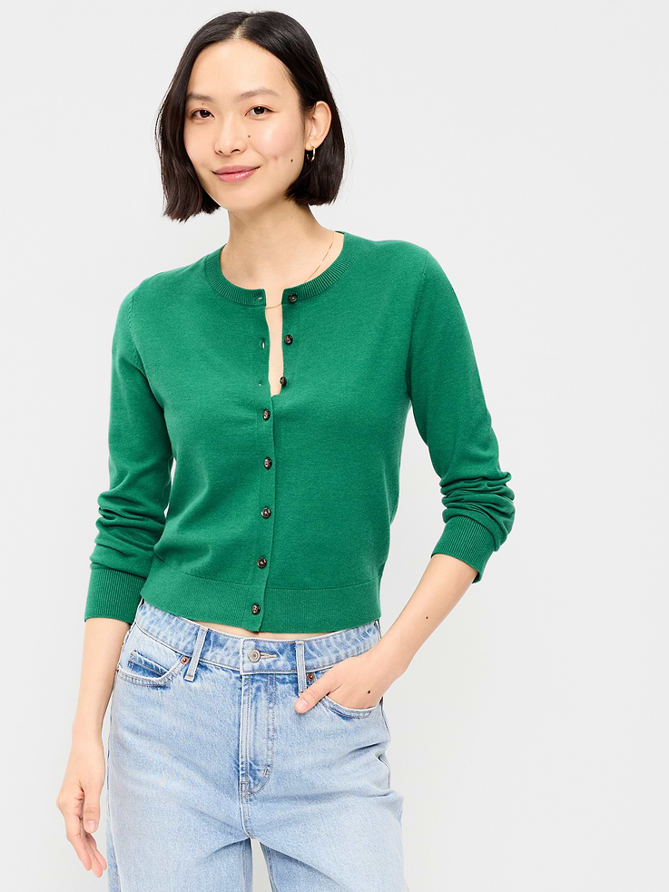 Image number 1 showing, SoSoft Lite Cropped Crew-Neck Cardigan