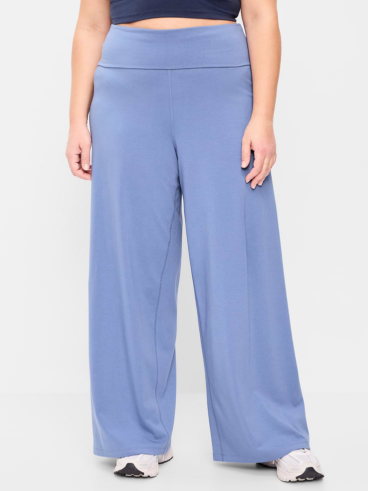 Image number 5 showing, High-Waisted PowerChill Fold-Over Wide-Leg Pants