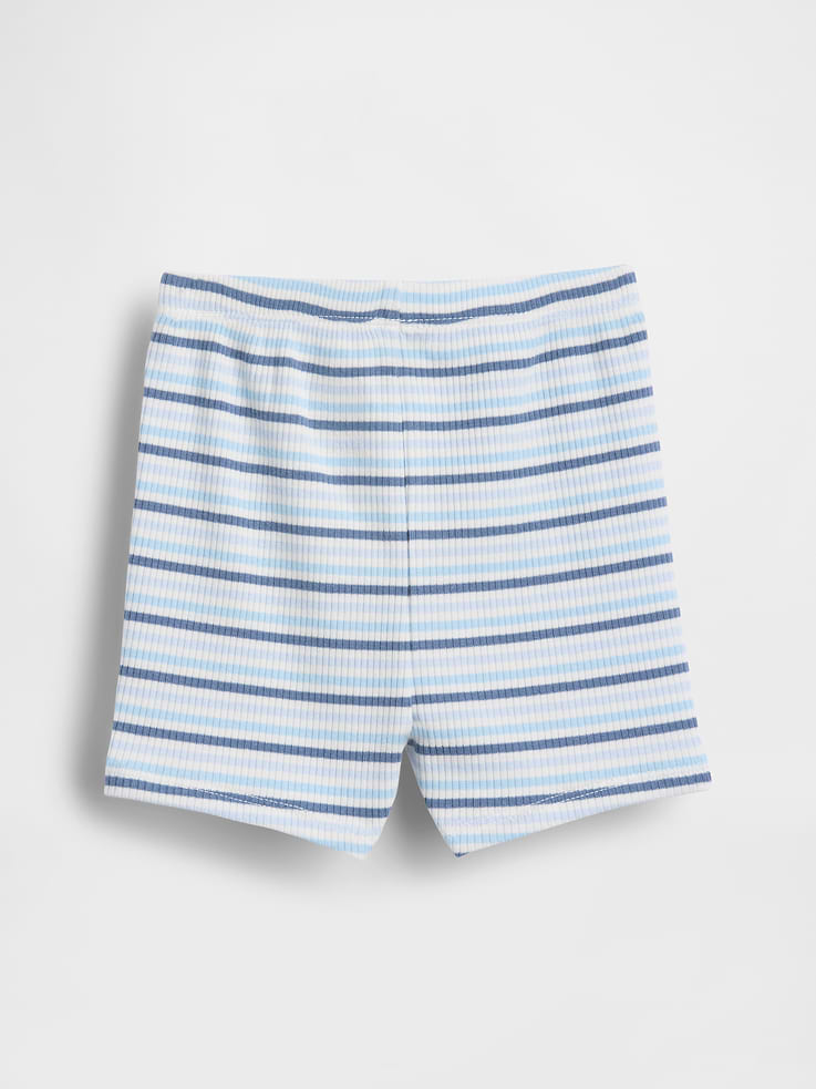 L'image numéro 2 présente Short finement côtelé à rayures à taille élastique Premiers essentiels pour Bébé