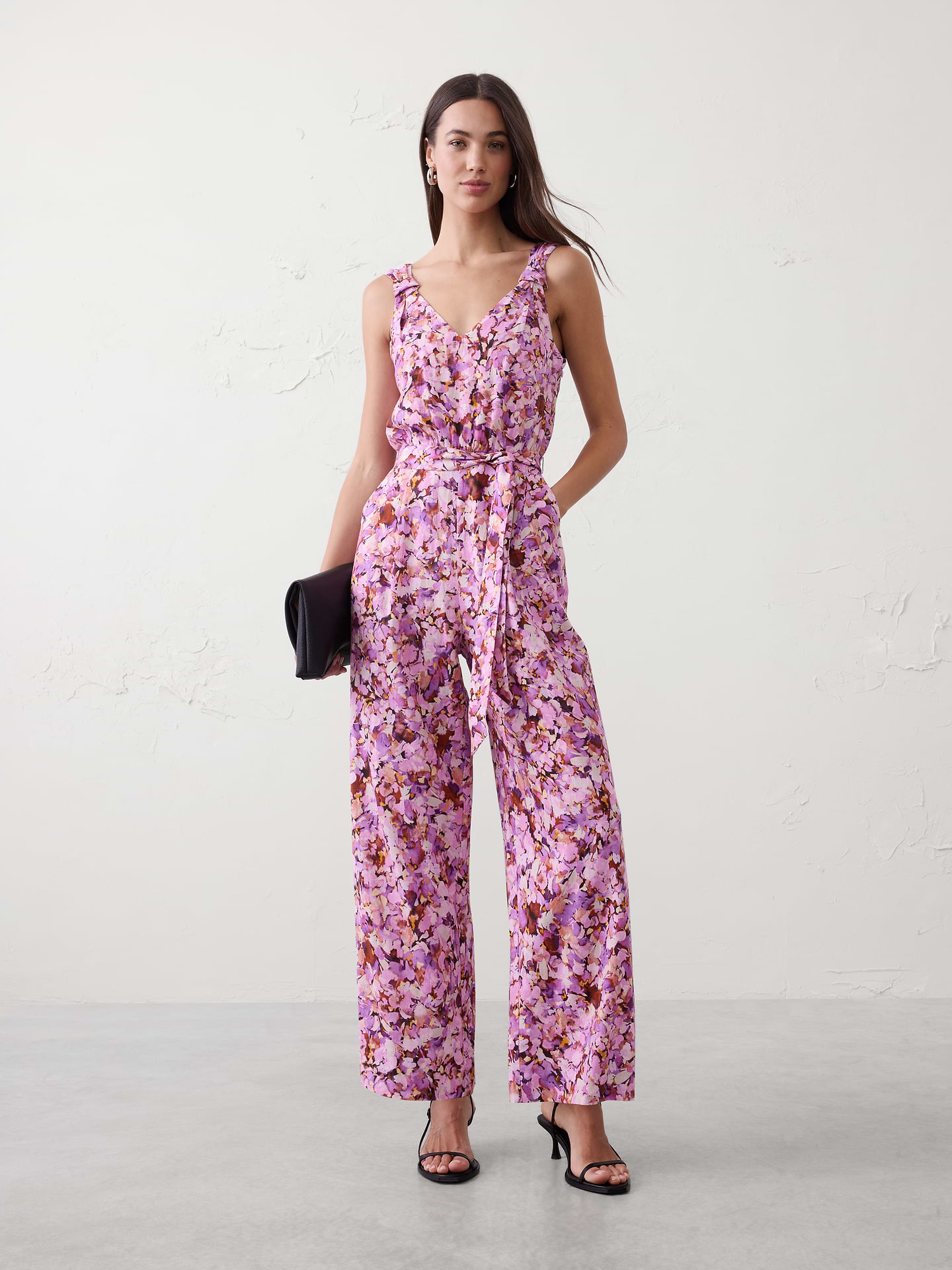 Image number 1 showing, Linen-Blend Origami Knot Jumpsuit