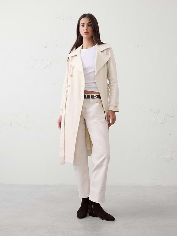 Denim Double Breasted Trench Coat