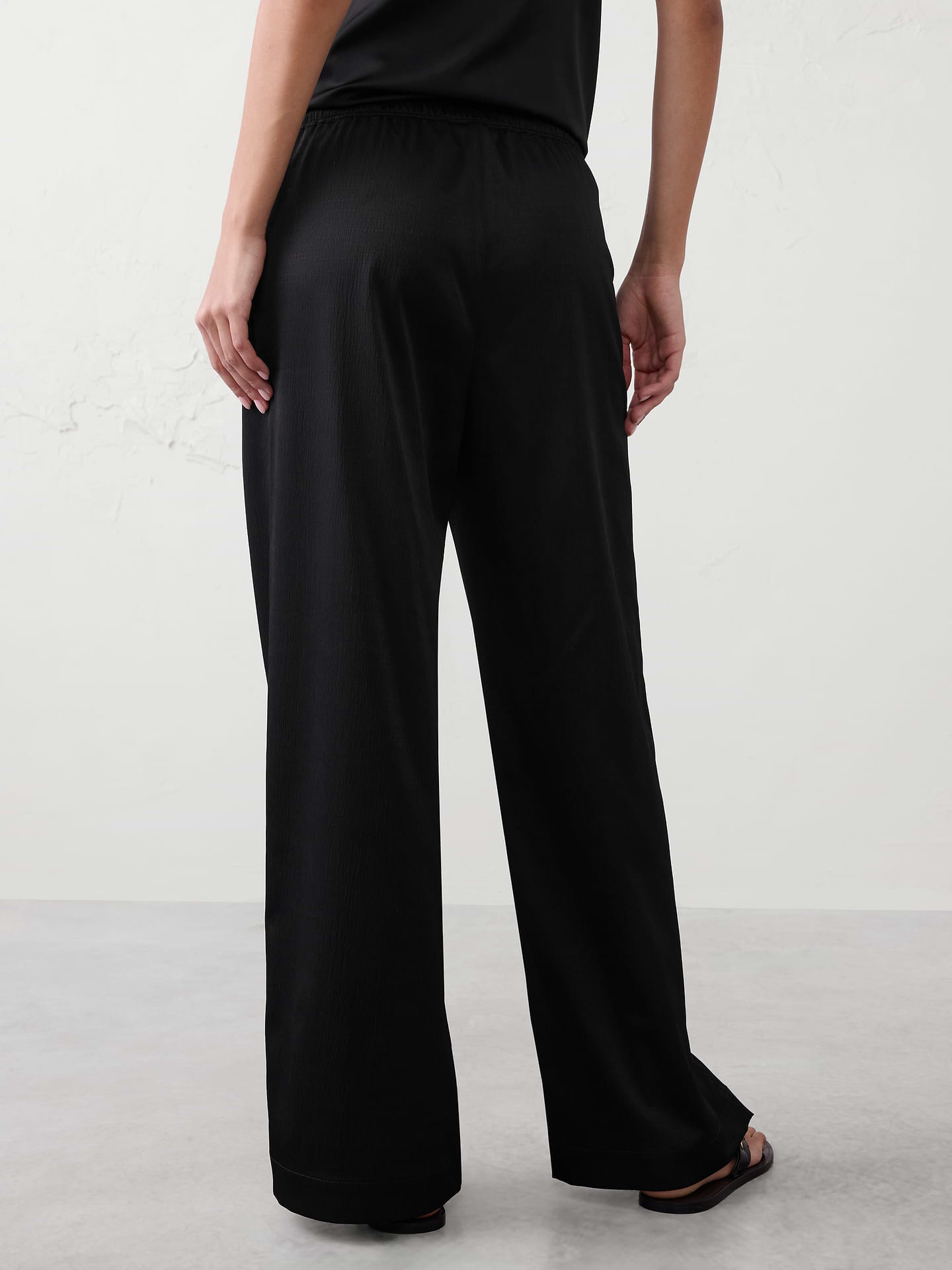 Image number 2 showing, Wide-Leg High-Rise Crinkle Satin Pull-On Pant