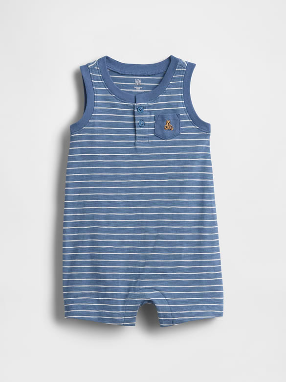 Baby Organic Cotton Henley Shorty One-Piece