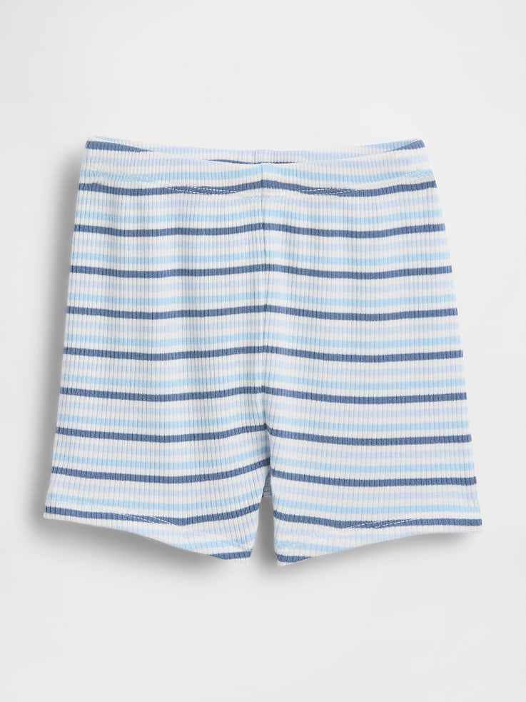 L'image numéro 1 présente Short finement côtelé à rayures à taille élastique Premiers essentiels pour Bébé