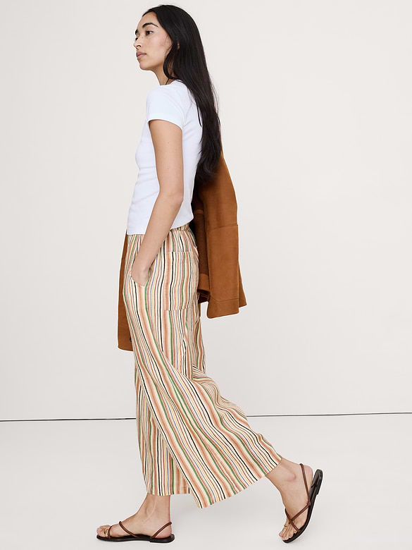The Pull-On Wide-Leg Ankle Pant in Linen