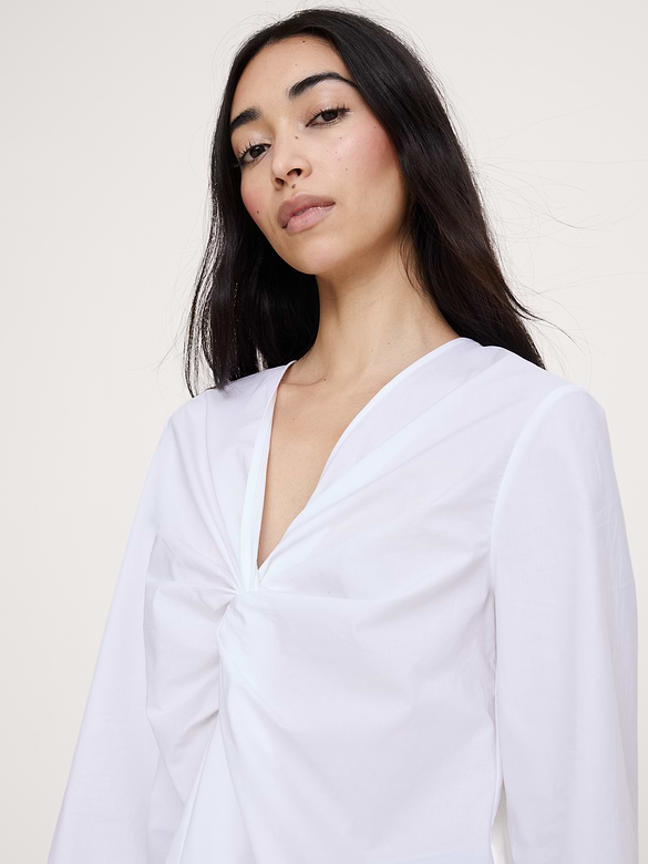 Cotton Poplin Twist-Front Top