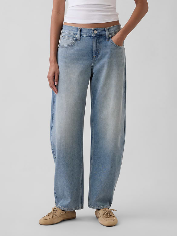 Low Rise Barrel Jeans