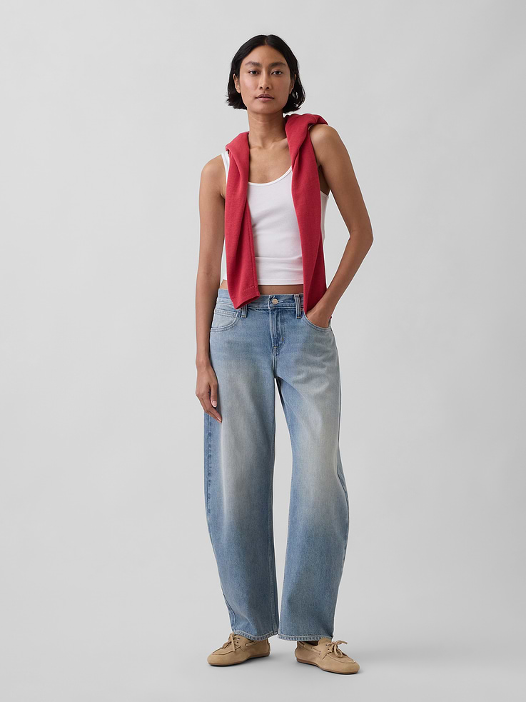 Image number 1 showing, Low Rise Barrel Jeans
