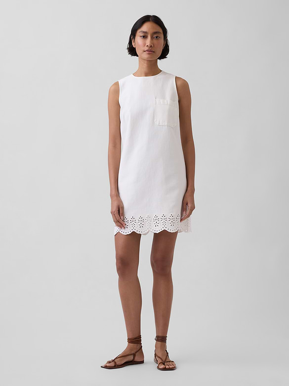 Eyelet Hem Mini Shift Dress