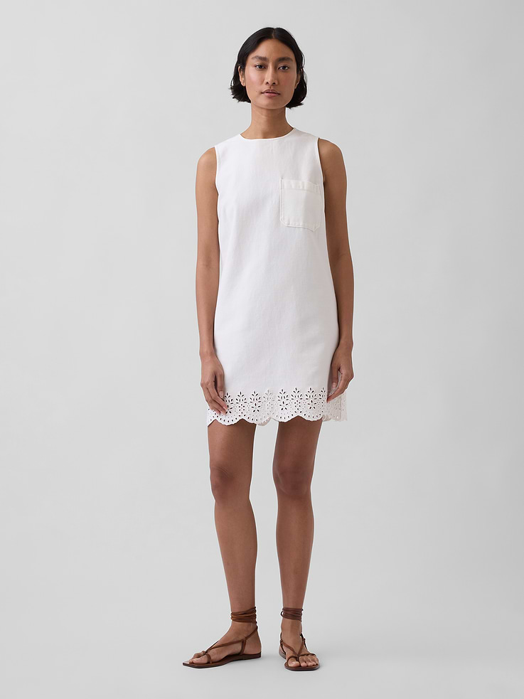 Image number 1 showing, Eyelet Hem Mini Shift Dress