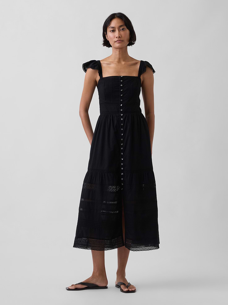 Image number 1 showing, Lace Ruffle Voile Maxi Dress