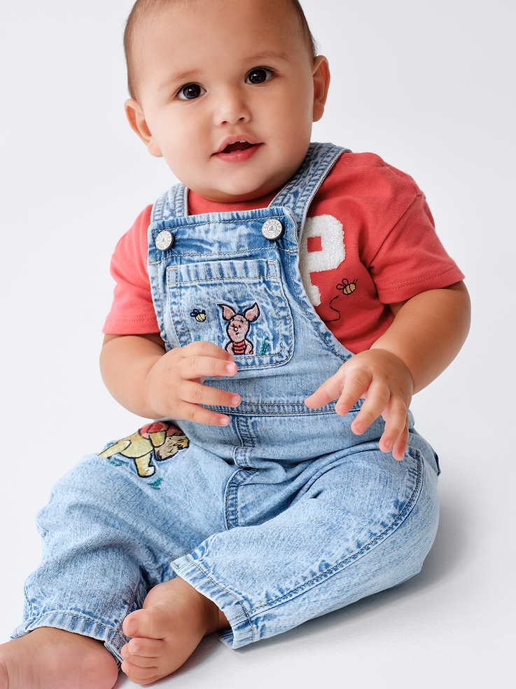 Image 5 of 5, Baby Winnie The Pooh Denim Overalls