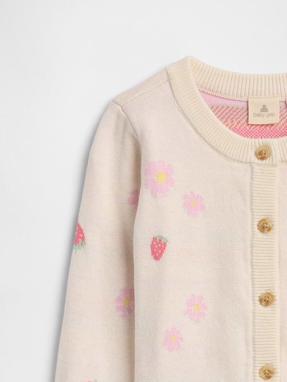 Baby Print Crewneck Cardigan