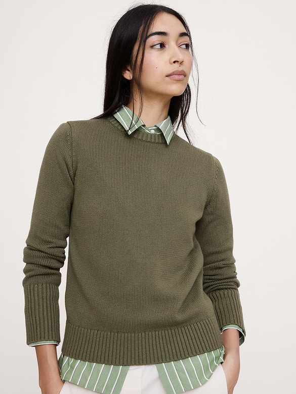 Cotton-Silk Crew-Neck Sweater