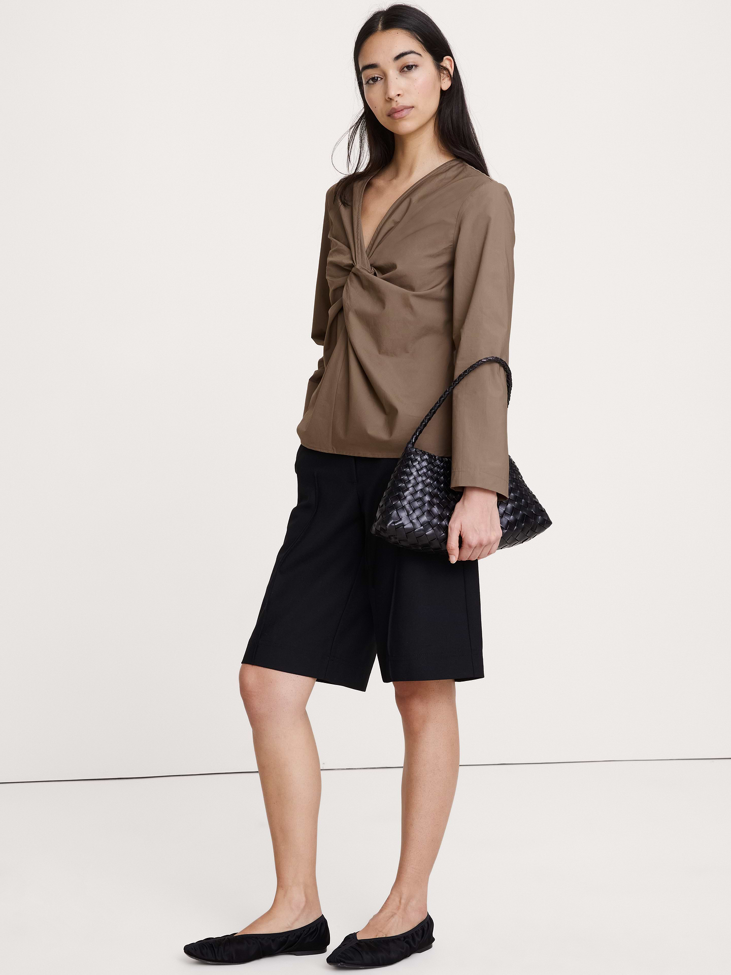 Image number 1 showing, Cotton Poplin Twist-Front Top