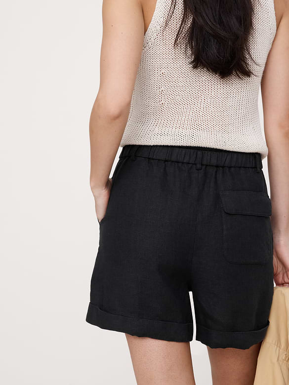 3.5" Linen Double-Waistband Shorts