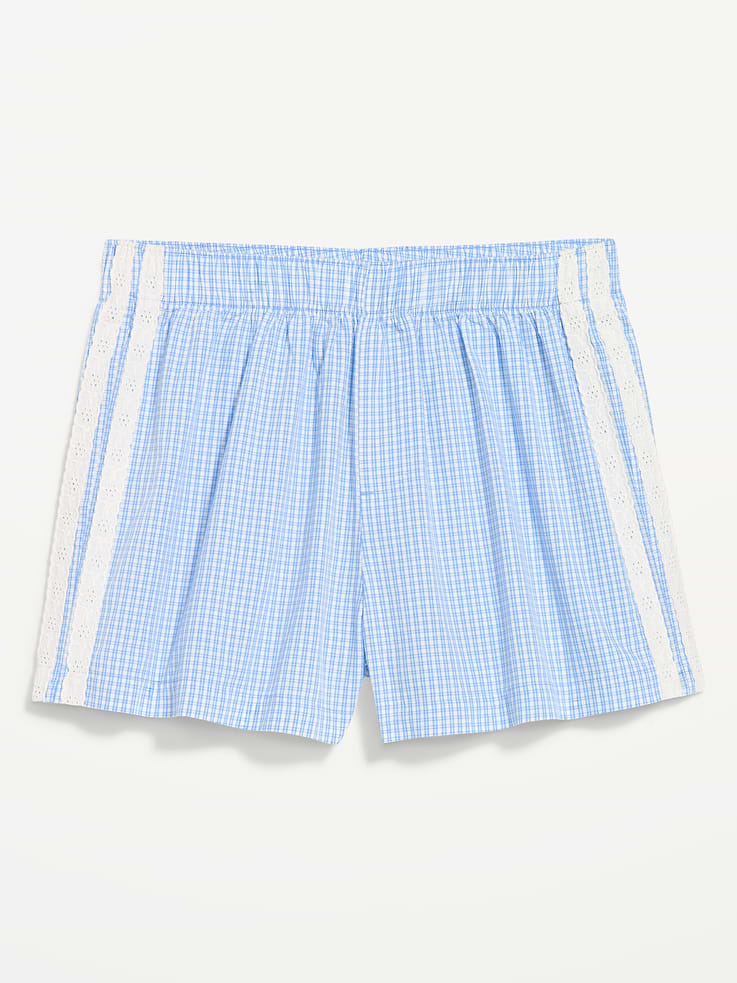 Image 4 of 9, Eyelet-Trim Boxer Pajama Shorts