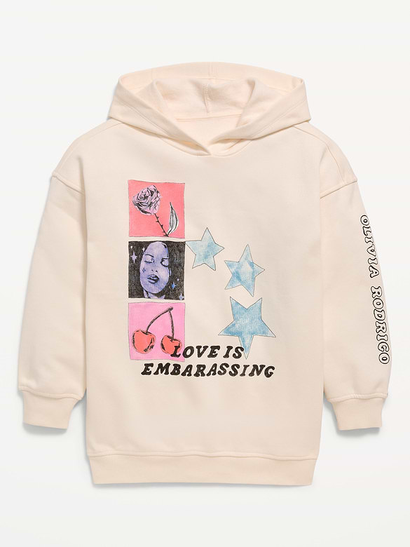 Chandail à capuchon long surdimensionné à imprimé Olivia Rodrigo™ pour fille