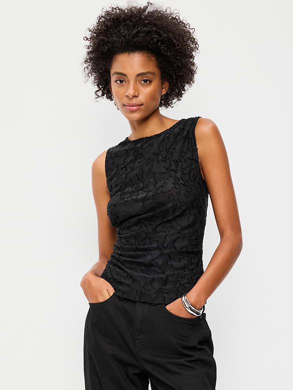 Haut en jacquard drapé sur le côté