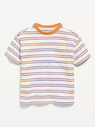 Image 1 of 2, crew neck, short sleeves, drop shoulders, patch pocket at chest, all-over stripes, Product #885568