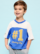 Image number 1 showing, Oversized Mesh Graphic Football T-Shirt for Toddler Boys