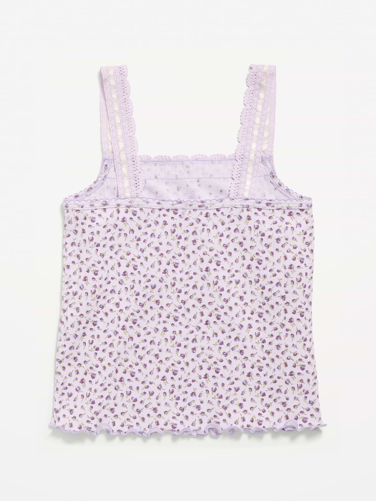 L'image numéro 3 présente Camisole ajustée en tricot pointelle à bordure en dentelle pour Fille