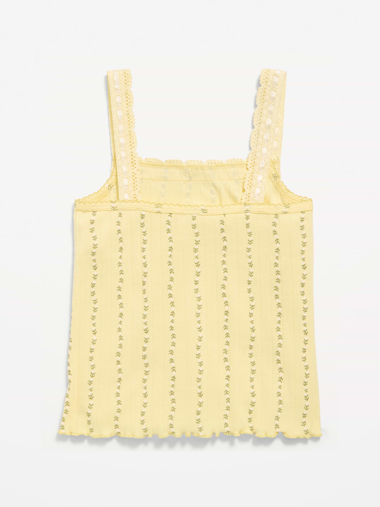 Image number 2 showing, Fitted Lace-Trim Pointelle Tank Top for Girls