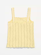 Image number 2 showing, Fitted Lace-Trim Pointelle Tank Top for Girls