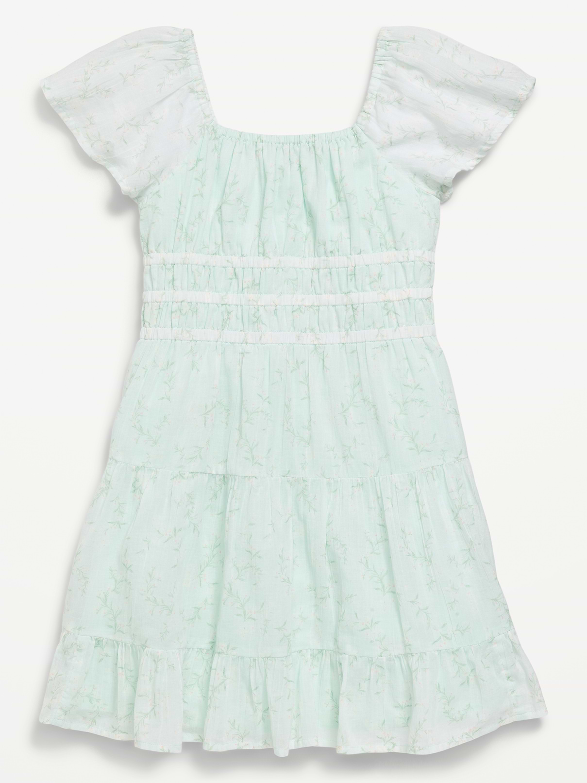 L'image numéro 3 présente Robe en gaze froissée ajustée et évasée à volants pour fille