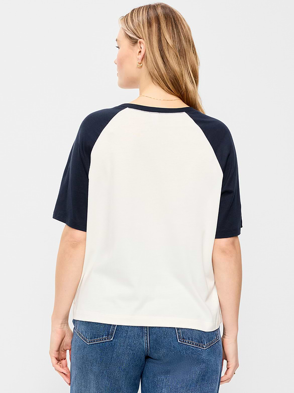 T-shirt ras du cou rétro à manches raglan