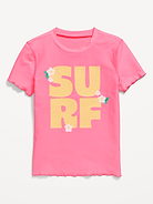 Image number 1 showing, Short-Sleeve Graphic Rashguard Swim Top for Girls