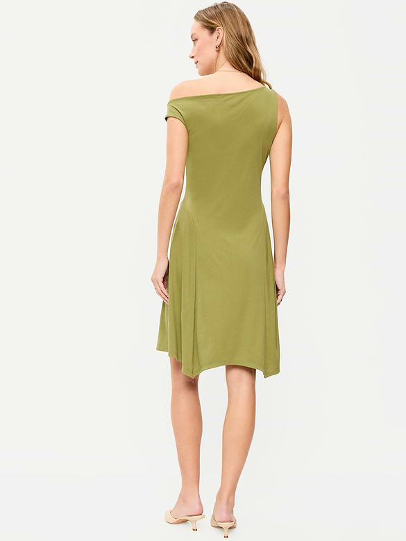 Fit & Flare Asymmetrical Shoulder Mini Dress