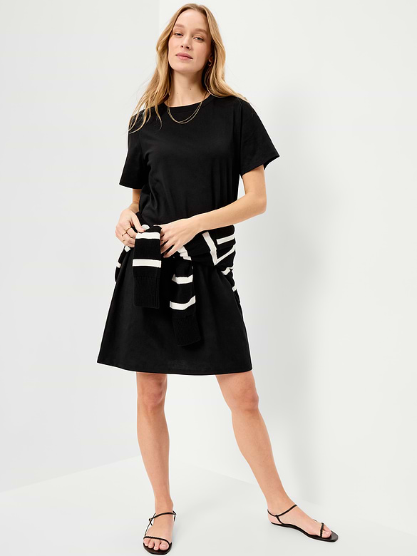 Vintage Crew-Neck Mini T-Shirt Dress