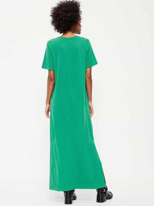 Vintage Crew-Neck Maxi Dress