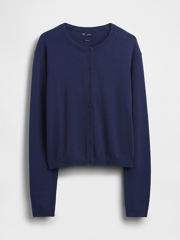 100% Cotton Relaxed Crop Cardigan Sweater