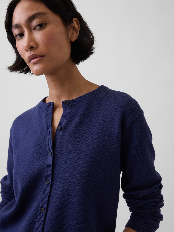 Image number 4 showing, 100% Cotton Relaxed Crop Cardigan Sweater