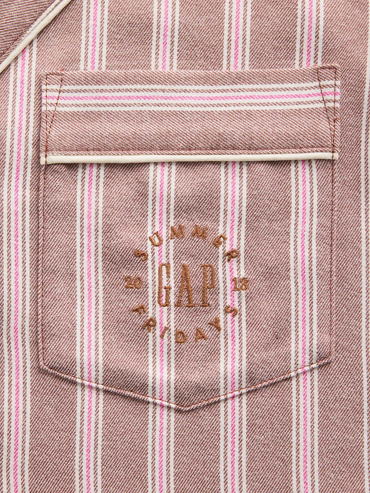 Image 6 of 8, Gap × Summer Fridays Relaxed Flannel Stripe PJ Shirt