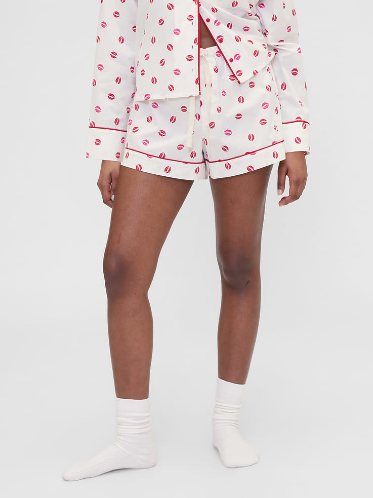 Image number 3 showing, Gap × Summer Fridays Poplin Kiss PJ Boxer Shorts