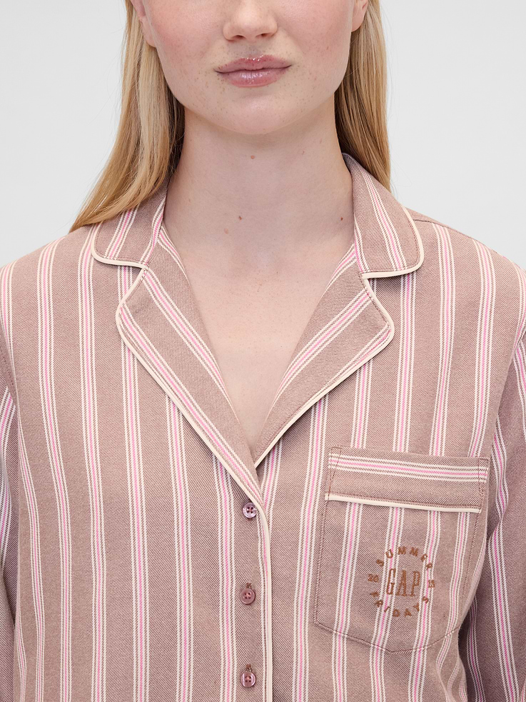 Image 2 of 8, Gap × Summer Fridays Relaxed Flannel Stripe PJ Shirt
