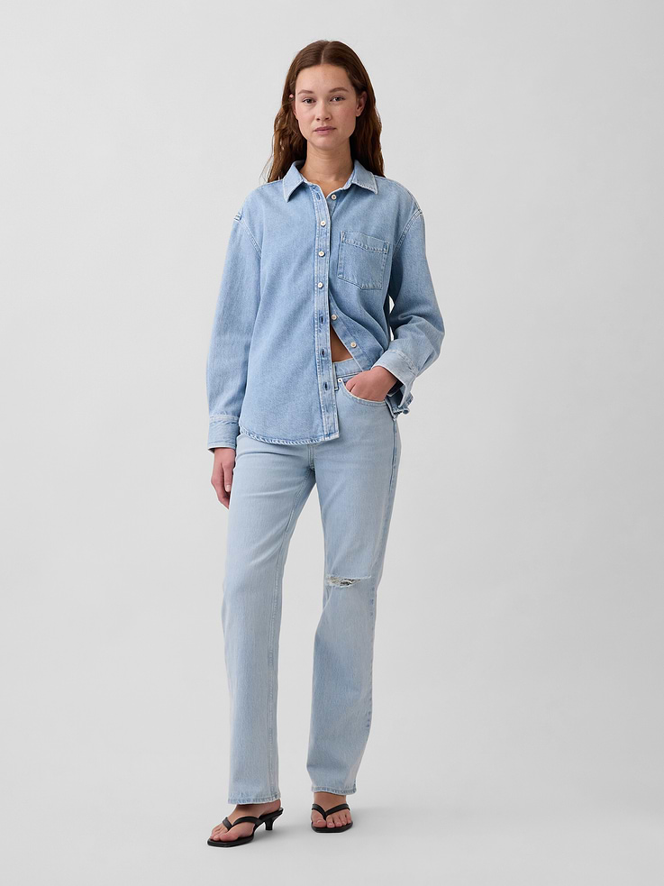 Image number 6 showing, Mid Rise Relaxed Straight Jeans