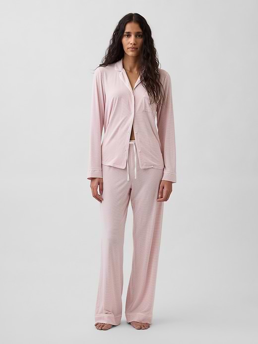 SoftMade Modal PJ Pants - Pink & white stripe by Gap