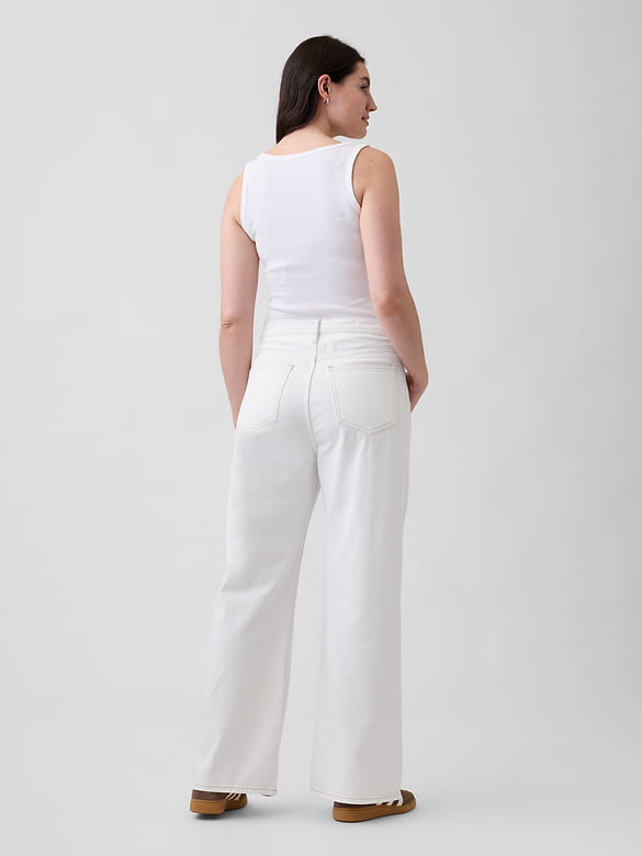 High Rise Drawstring Wide-Leg Jeans