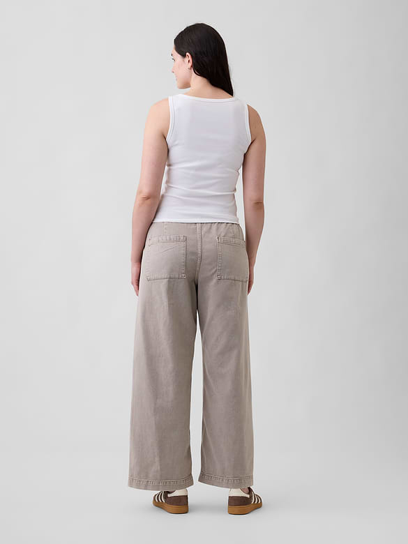 High Rise Pull-On Wide-Leg Jeans
