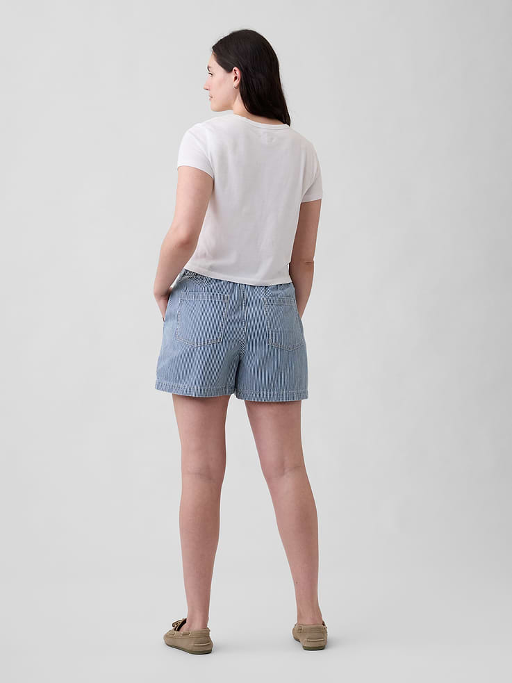Image number 6 showing, 4" Mid Rise Stripe Soft Denim Utility Shorts